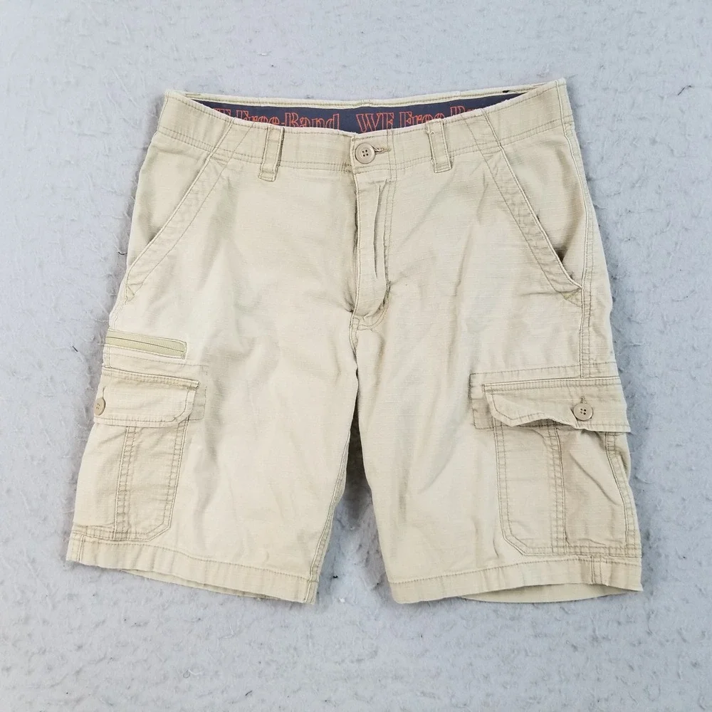 WearFirst Cargo Shorts‎ Mens 34 Khaki Ripstop Outdoor Comfort Waist Utility
